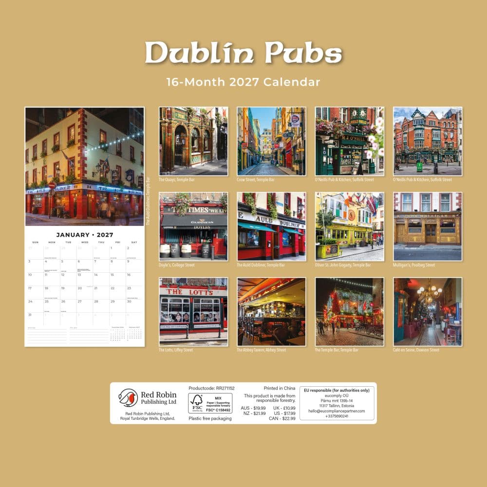 Dublin Pubs 2027 Wall Calendar First Alternate Image