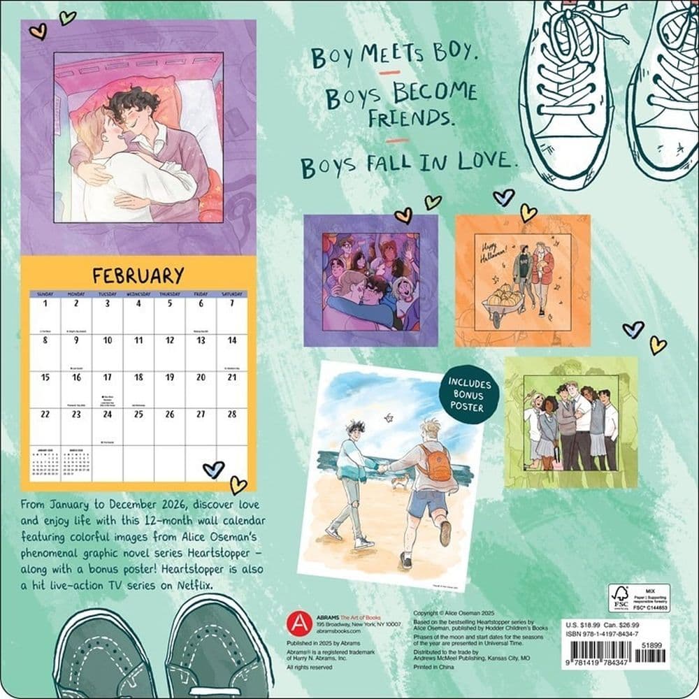 Heartstopper with Poster and Love Notes 2026 Wall Calendar First Alternate Image