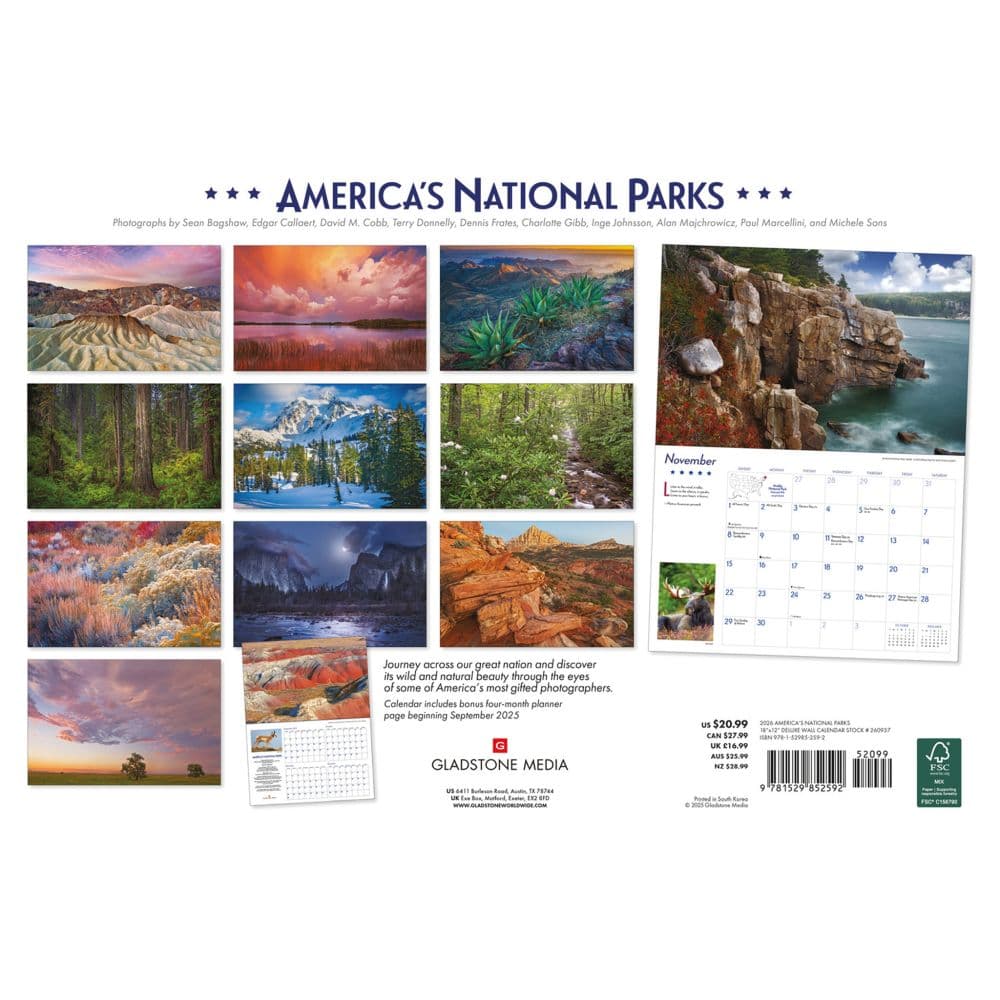 Americas National Parks Deluxe 2026 Wall Calendar First Alternate Image