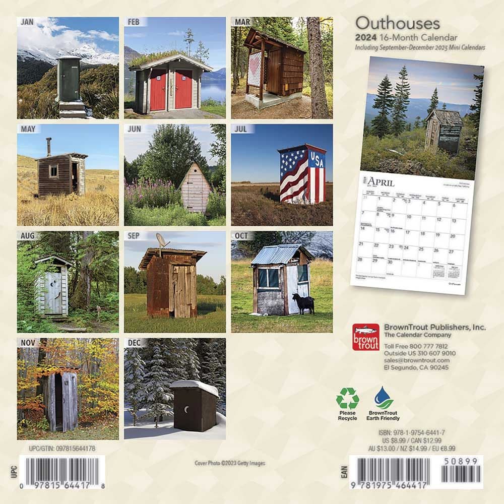 Outhouses 2024 Mini Wall Calendar First Alternate Image width=&quot;1000&quot; height=&quot;1000&quot;