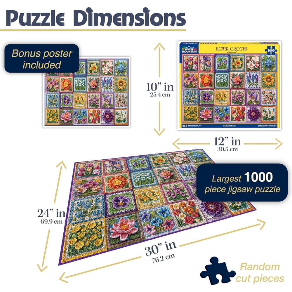 Flower Crochet 1000 Piece Puzzle by Jessica White Second Alternate Image