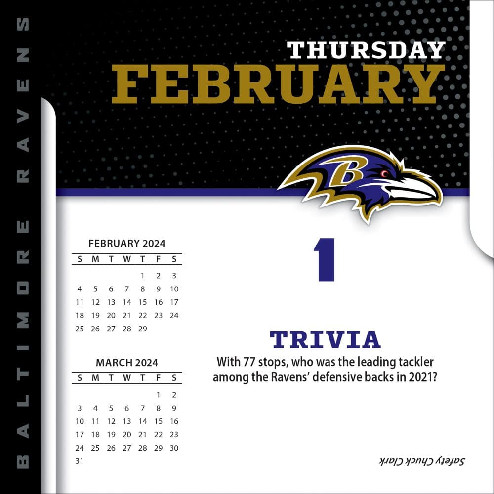 NFL Baltimore Ravens 2024 Desk Calendar Third Alternate Image width=&quot;1000&quot; height=&quot;1000&quot;