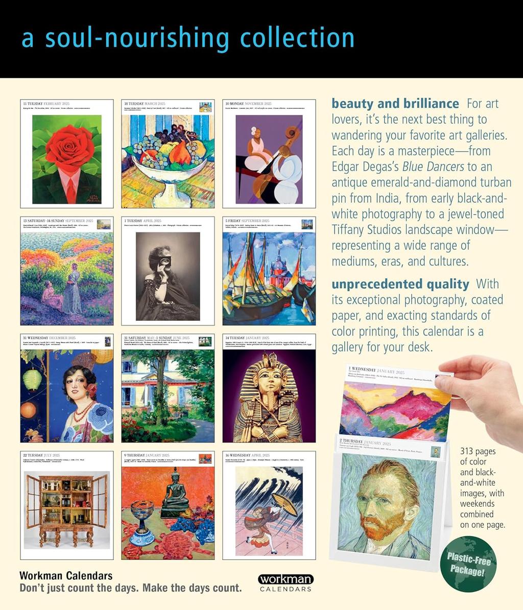 Art Gallery 2025 Desk Calendar Back Cover