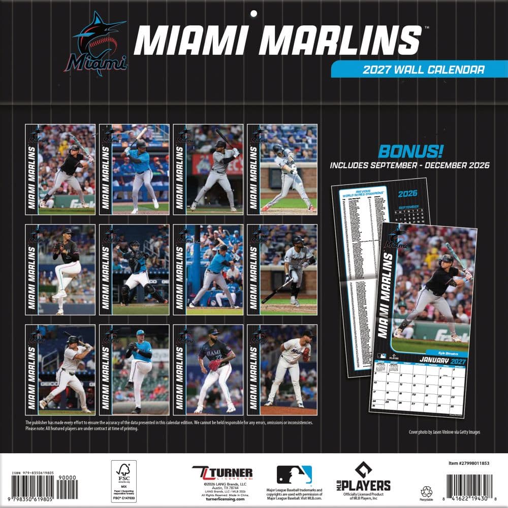 MLB Miami Marlins 2027 Wall Calendar First Alternate Image