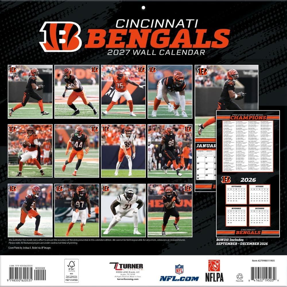 NFL Cincinnati Bengals 2027 Wall Calendar First Alternate image