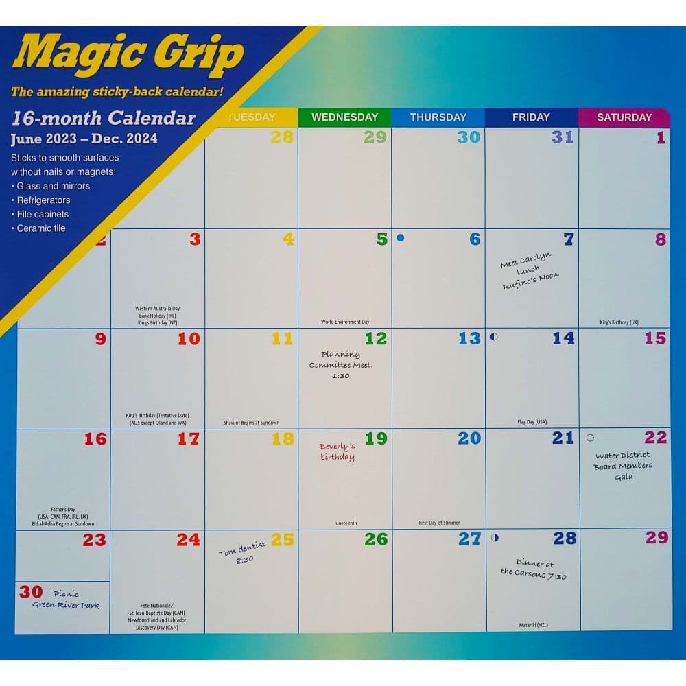 Rainbow Jumbo Magic Grip 2024 Wall Calendar - Calendars.com