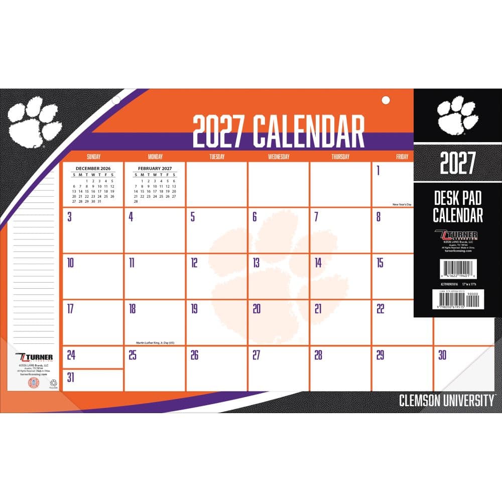 image Clemson Tigers 2027 Desk Pad 17" X 11" Main Product Image