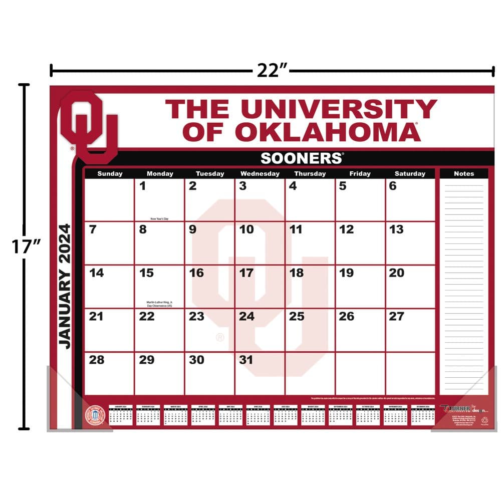 Oklahoma Sooners 2025 Desk Pad
