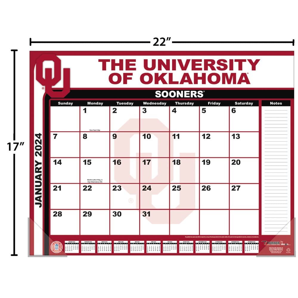 Oklahoma Sooners 2024 Desk Pad