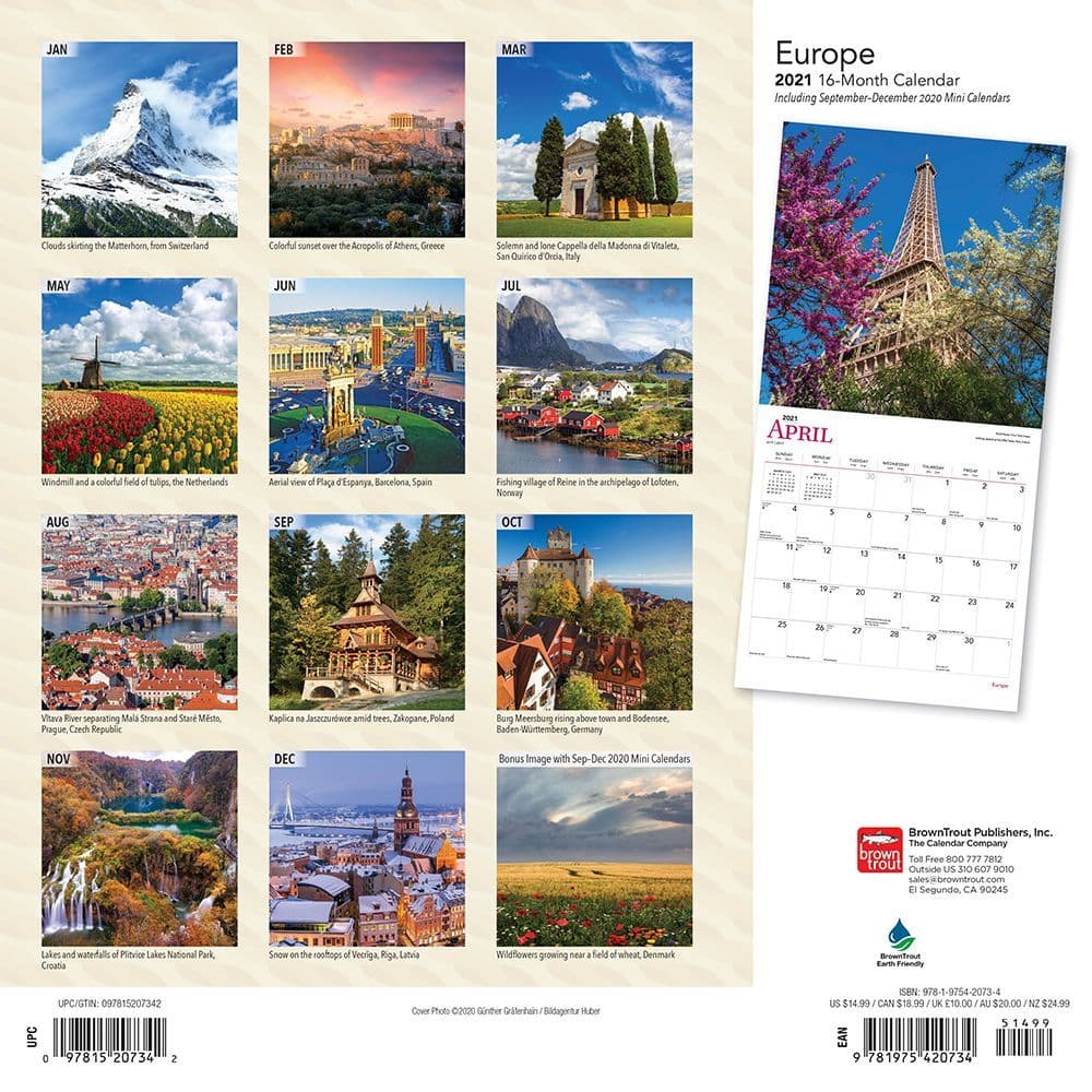 Europe Wall Calendar