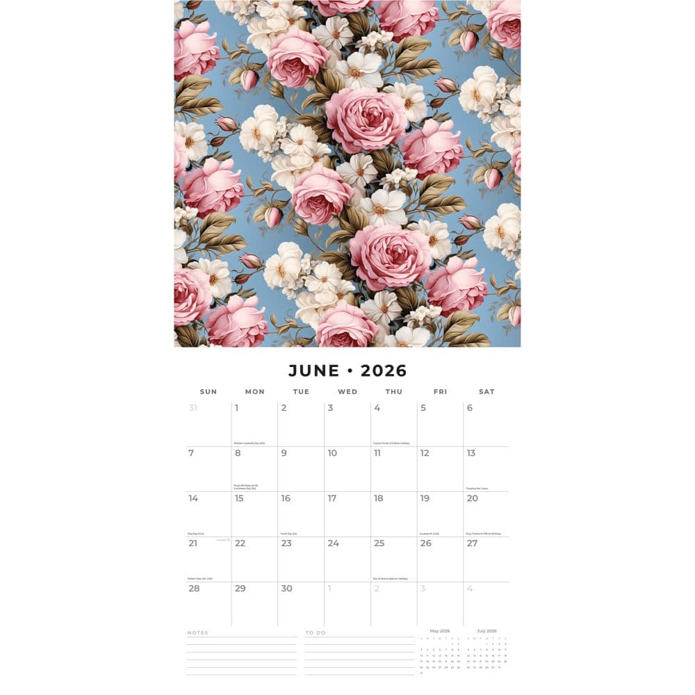 Vintage Roses 2026 Wall Calendar Second Alternate Image