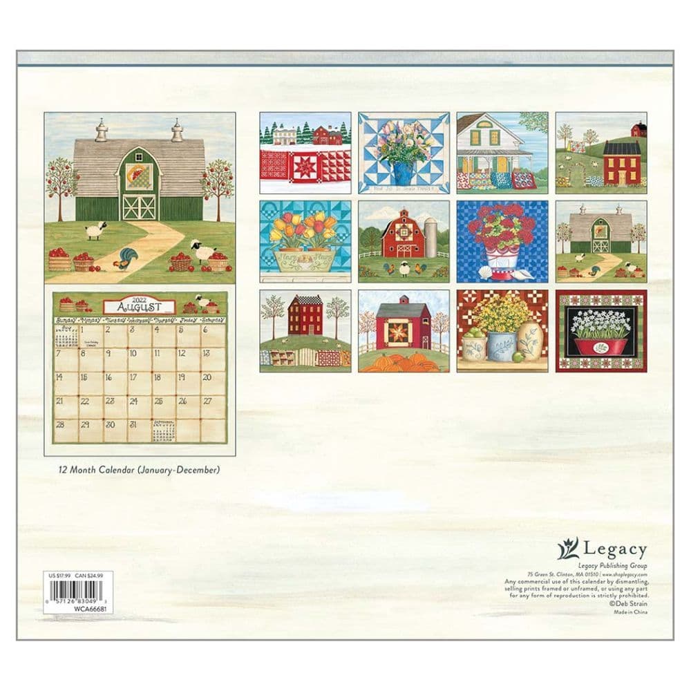 Farmhouse Quilts 2022 Wall Calendar Calendars Com