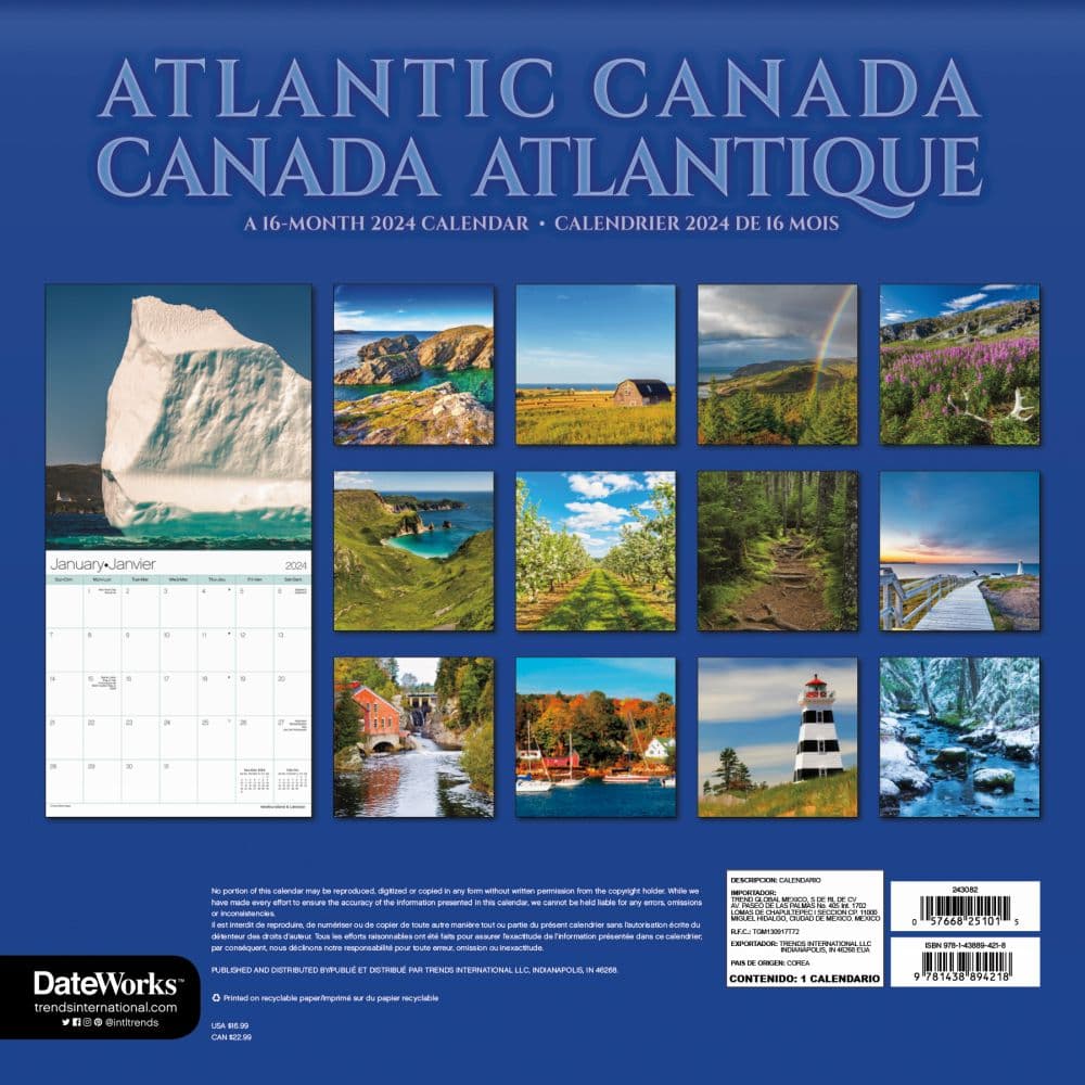 Canada Atlantic 2024 Wall Calendar