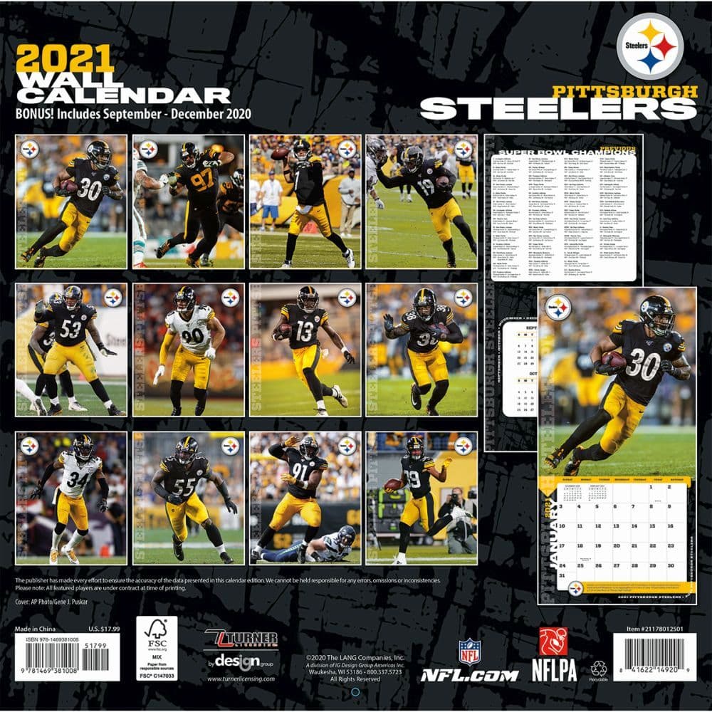 NFL Pittsburgh Steelers Bonus Wall Calendar