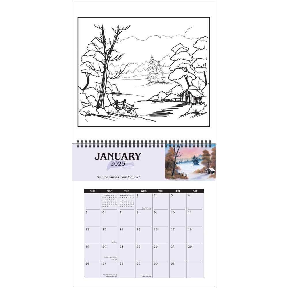 Bob Ross Coloring 2025 Wall Calendar Second Alternate Image width=&quot;1000&quot; height=&quot;1000&quot;