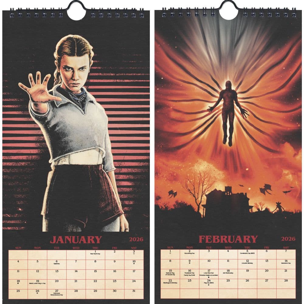 Stranger Things 2026 Slim Wall Calendar Ninth Alternate Image