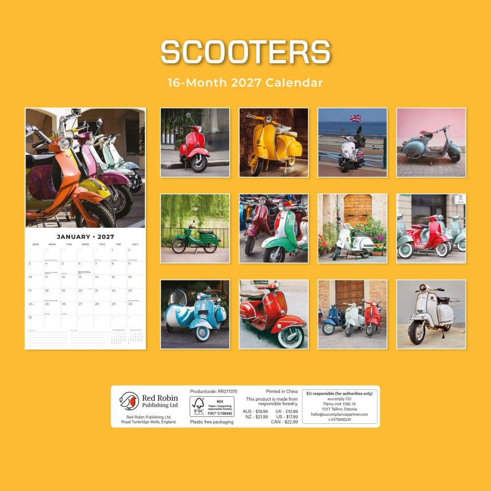 Scooters 2027 Wall Calendar First Alternate Image