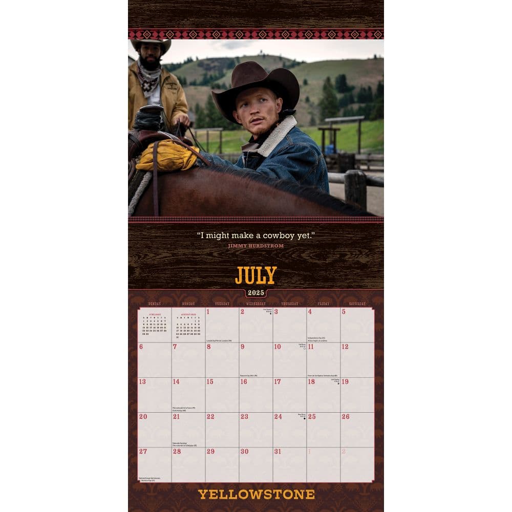 Yellowstone TV 2025 Wall Calendar Ninth Alternate Image