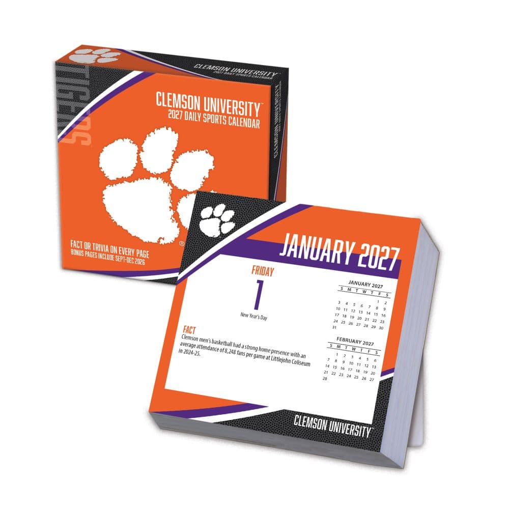 Clemson Tigers 2027 Desk Calendar Main Product Image