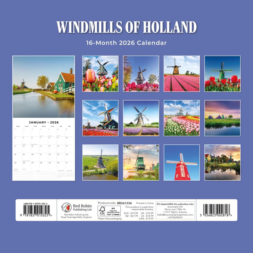 Windmills of Holland 2026 Wall Calendar First Alternate