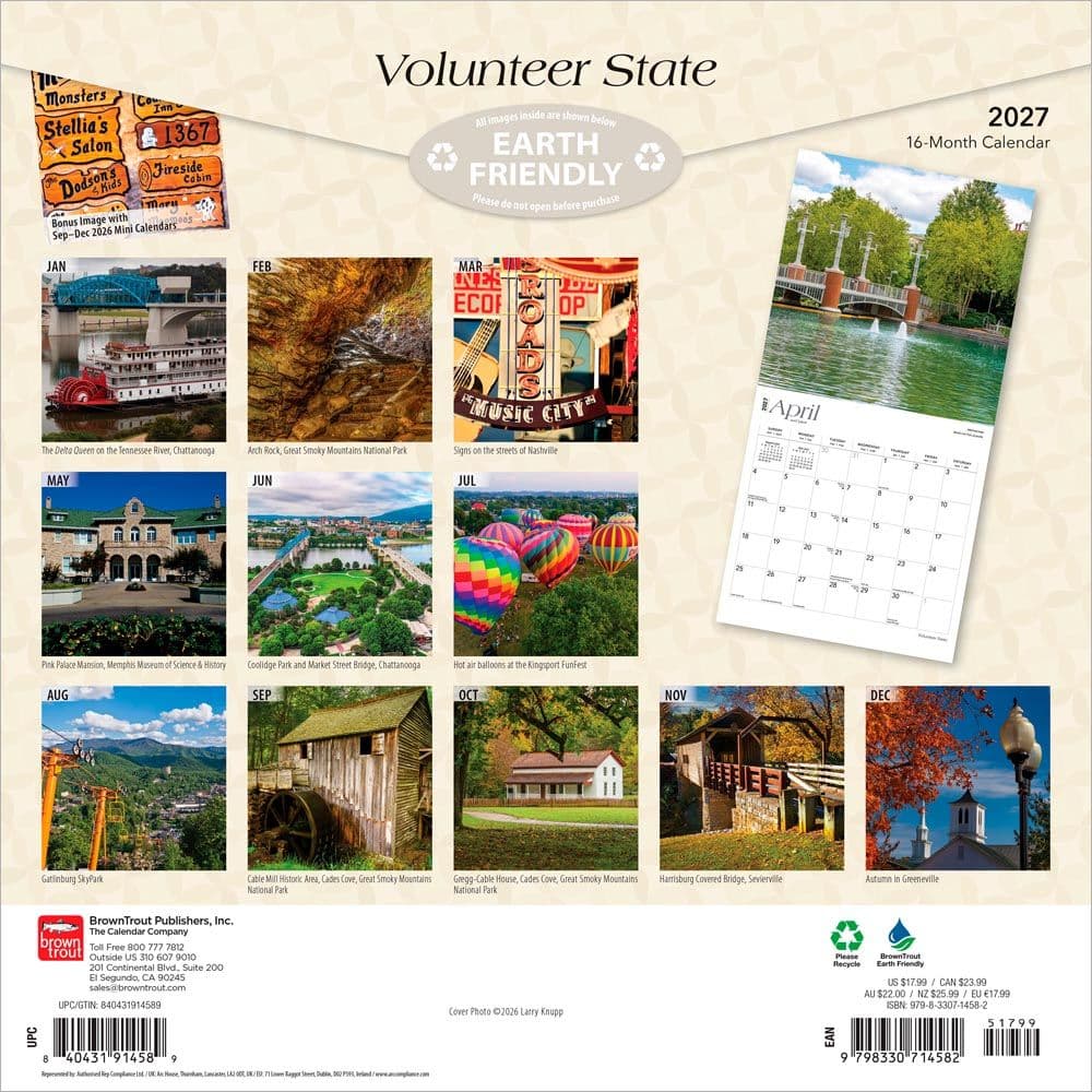 Volunteer State Tennessee 2027 Wall Calendar First Alternate Image