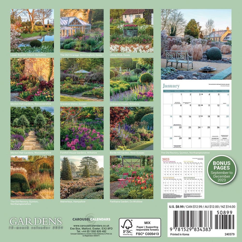 Gardens 2024 Mini Wall Calendar