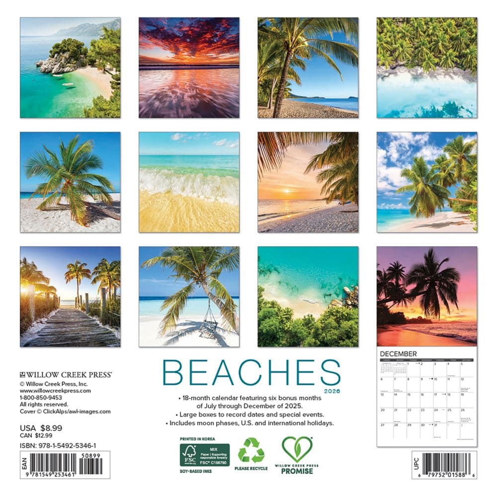 Beaches 2026 Mini Wall Calendar First Alternate Image