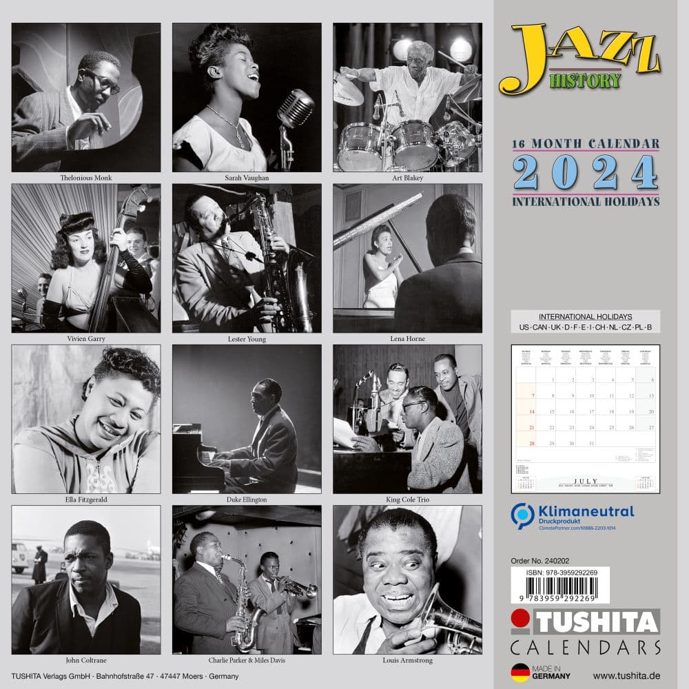Jazz History 2024 Wall Calendar First Alternate Image width=&quot;1000&quot; height=&quot;1000&quot;
