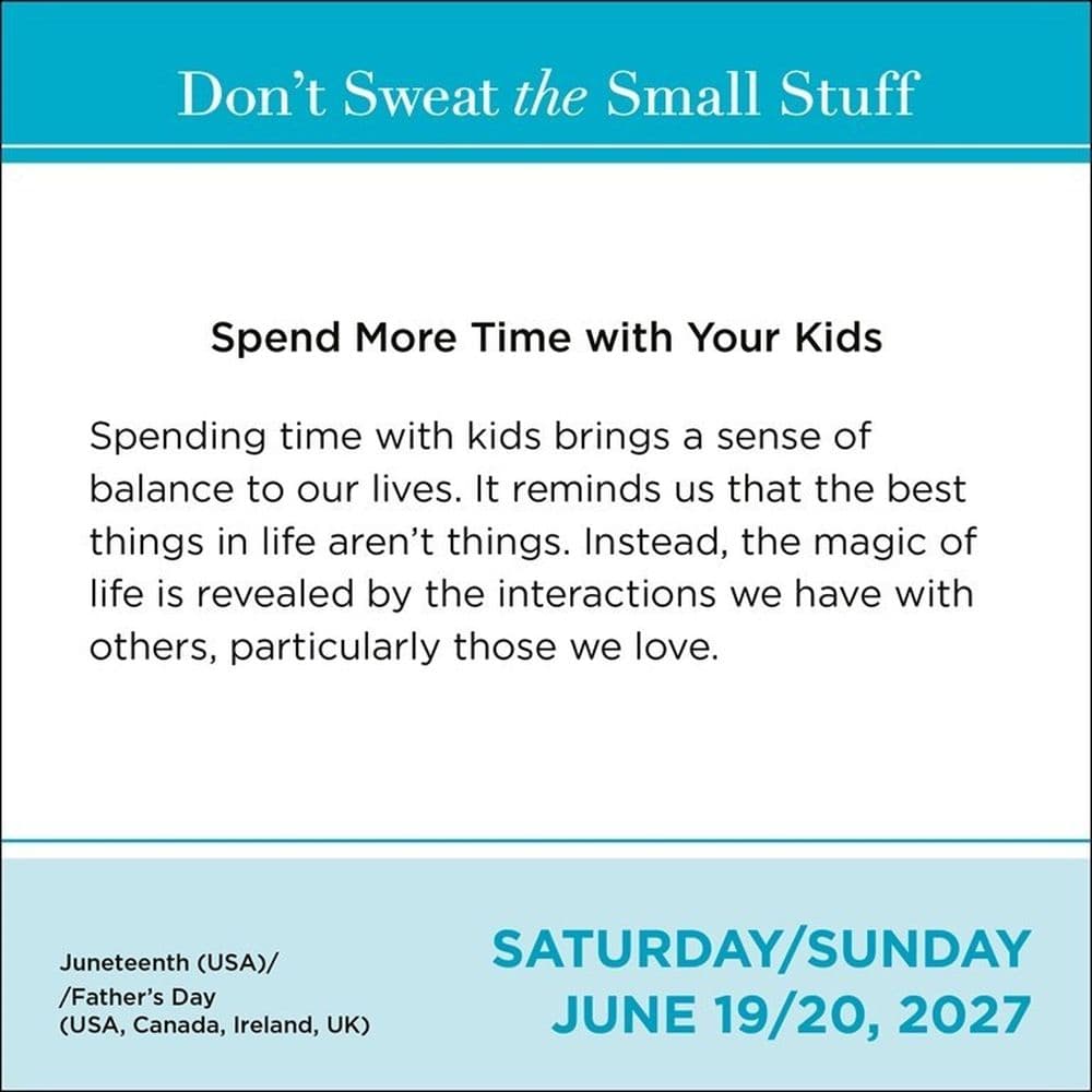 Dont Sweat the Small Stuff 2027 Desk Calendar Fourth Alternate Image