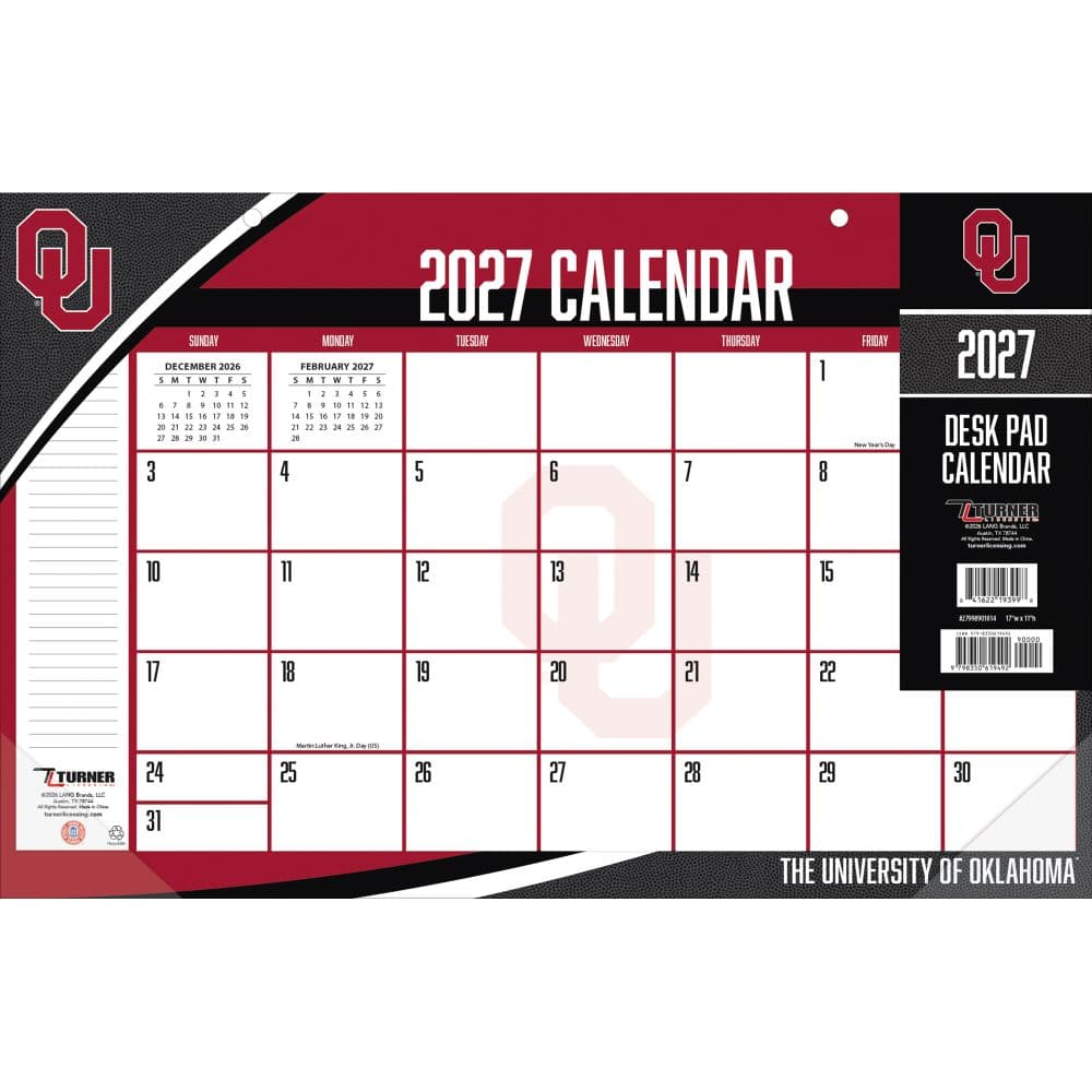 image Oklahoma Sooners 2027 Desk Pad 17" X 11" Main Product Image