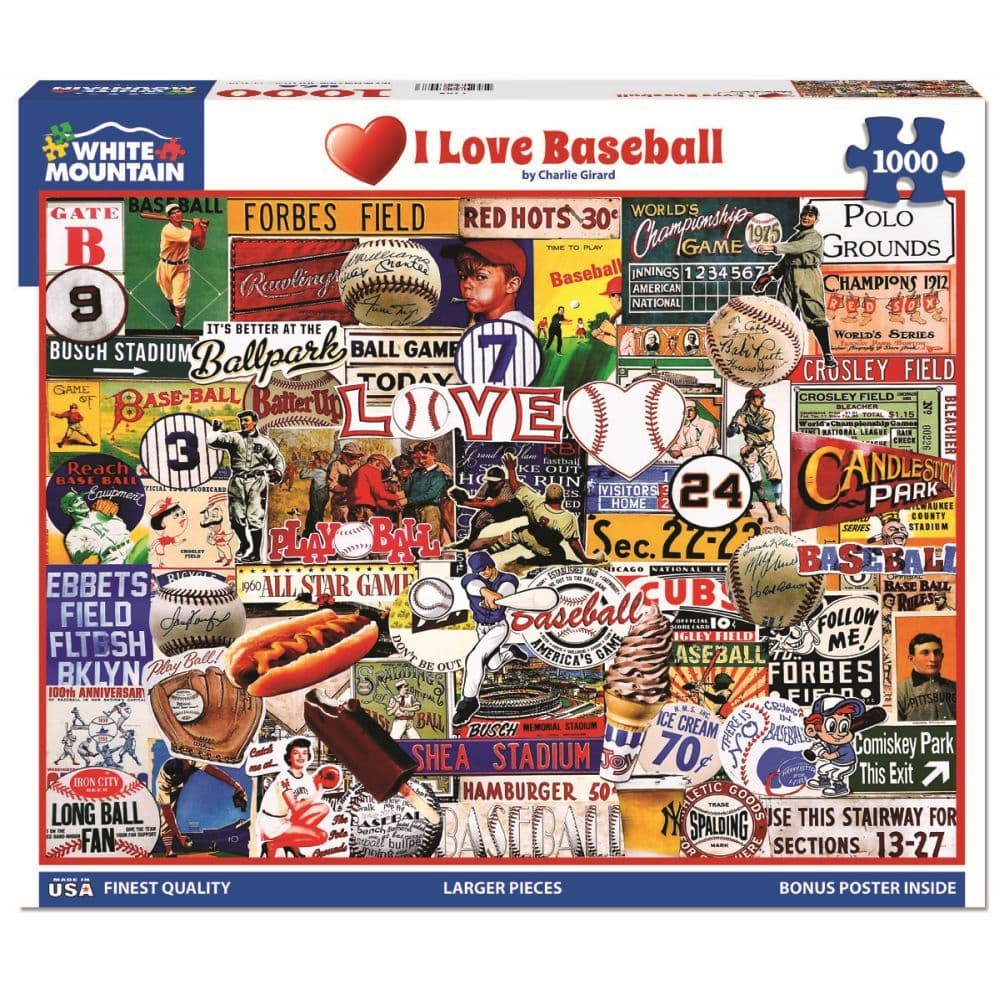 I Love Baseball 1000 Piece Puzzle Main Product Image width=&quot;1000&quot; height=&quot;1000&quot;