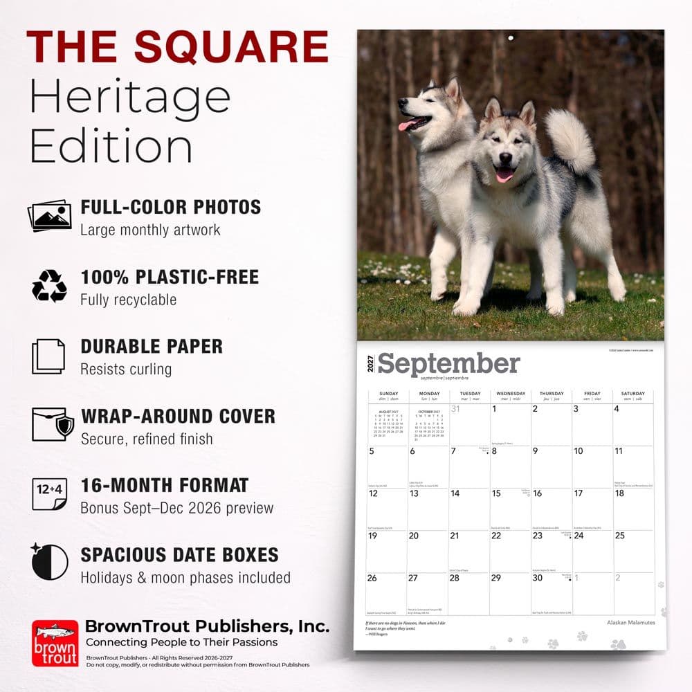 Alaskan Malamutes 2027 Wall Calendar Fifth Alternate Image
