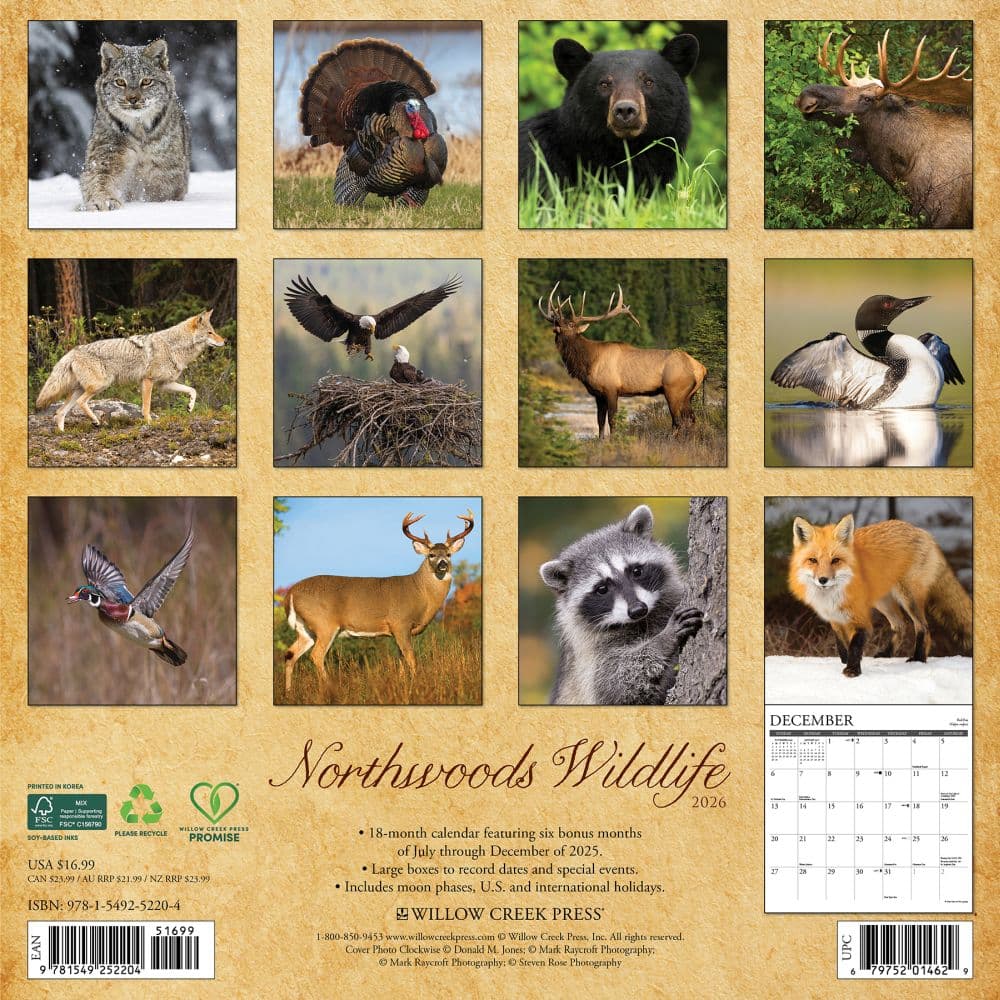 Northwoods Wildlife 2026 Wall Calendar First Alternate Image