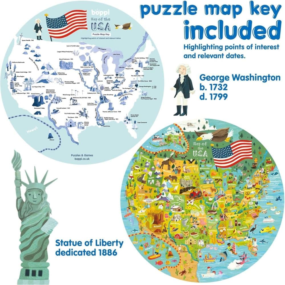 Map of USA 150 Piece Round Puzzle Third Alternate Image
