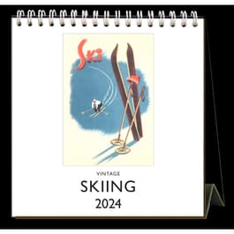 Vintage Skiing 2024 Easel Desk Calendar
