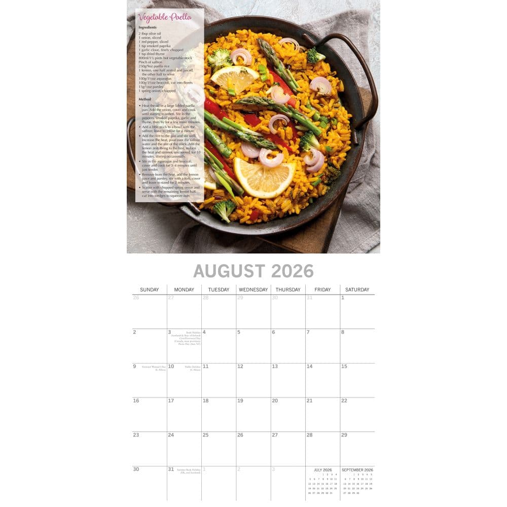 Tasty Vegetarian Recipes 2026 Wall Calendar Third Alternate Image