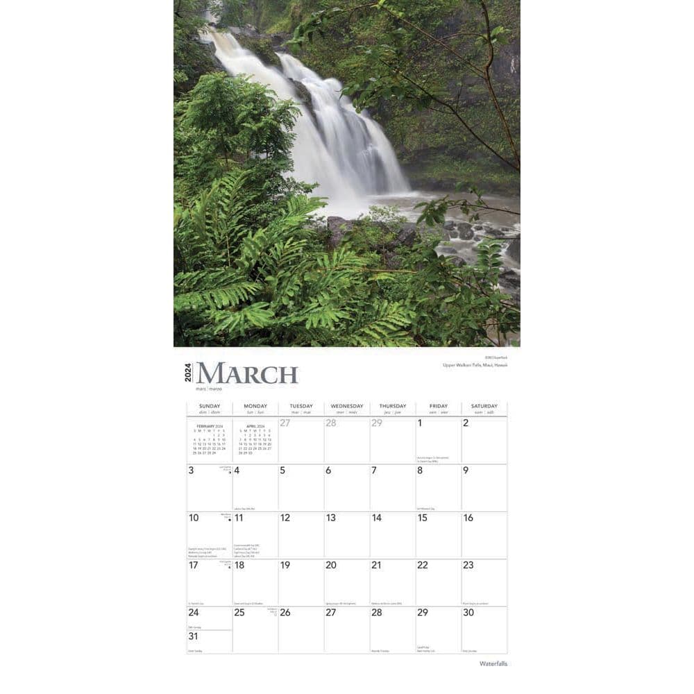 Waterfalls  2024 Wall Calendar Alternate Image 2