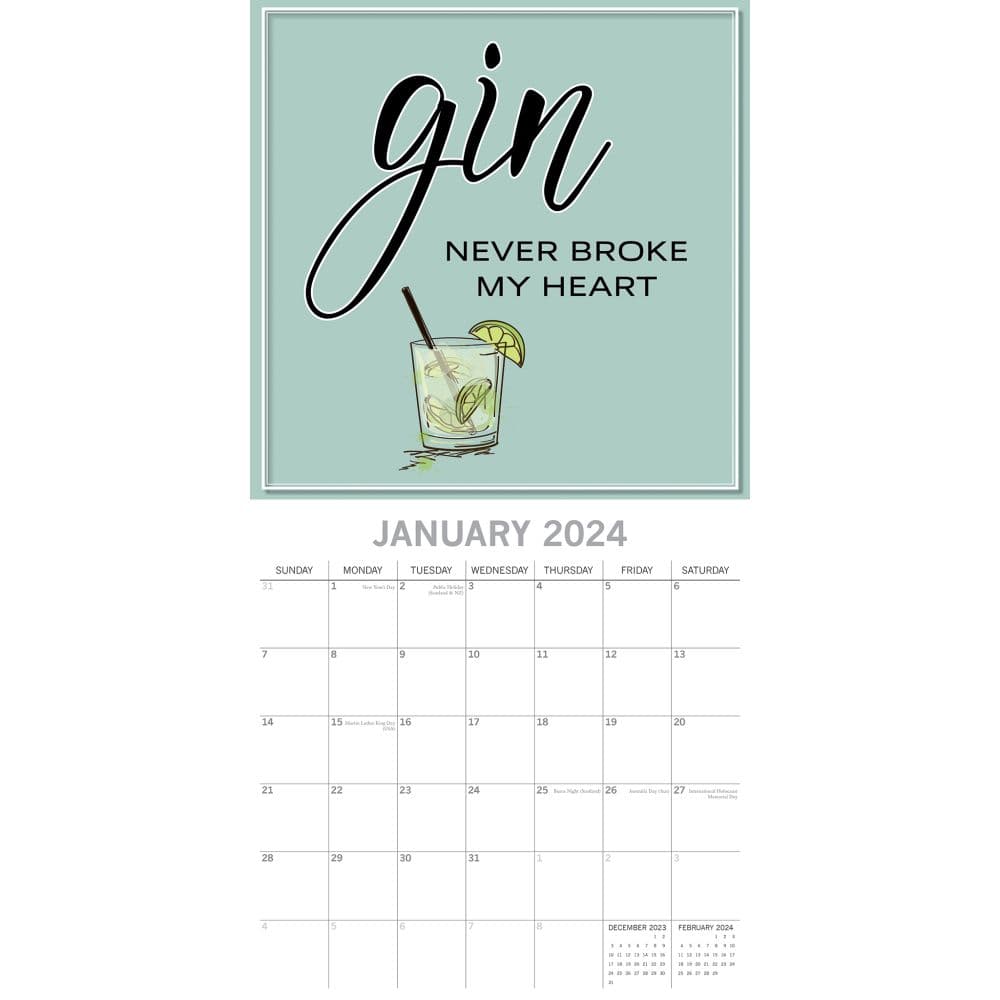 Gin 2024 Wall Calendar