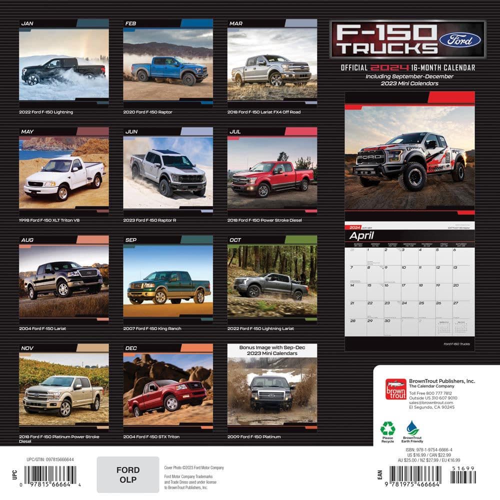 Ford F150 Trucks 2024 Wall Calendar