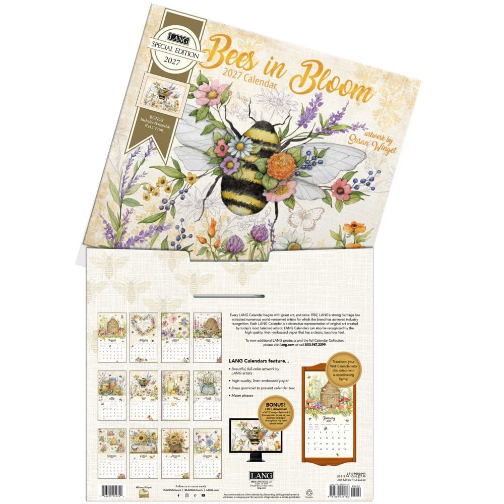 Bees in Bloom Special Edition 2027 Wall Calendar Fourth Alternate Image