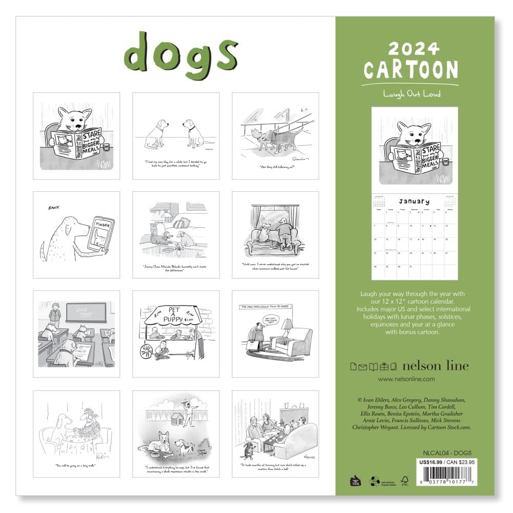 Dogs Cartoons 2024 Wall Calendar