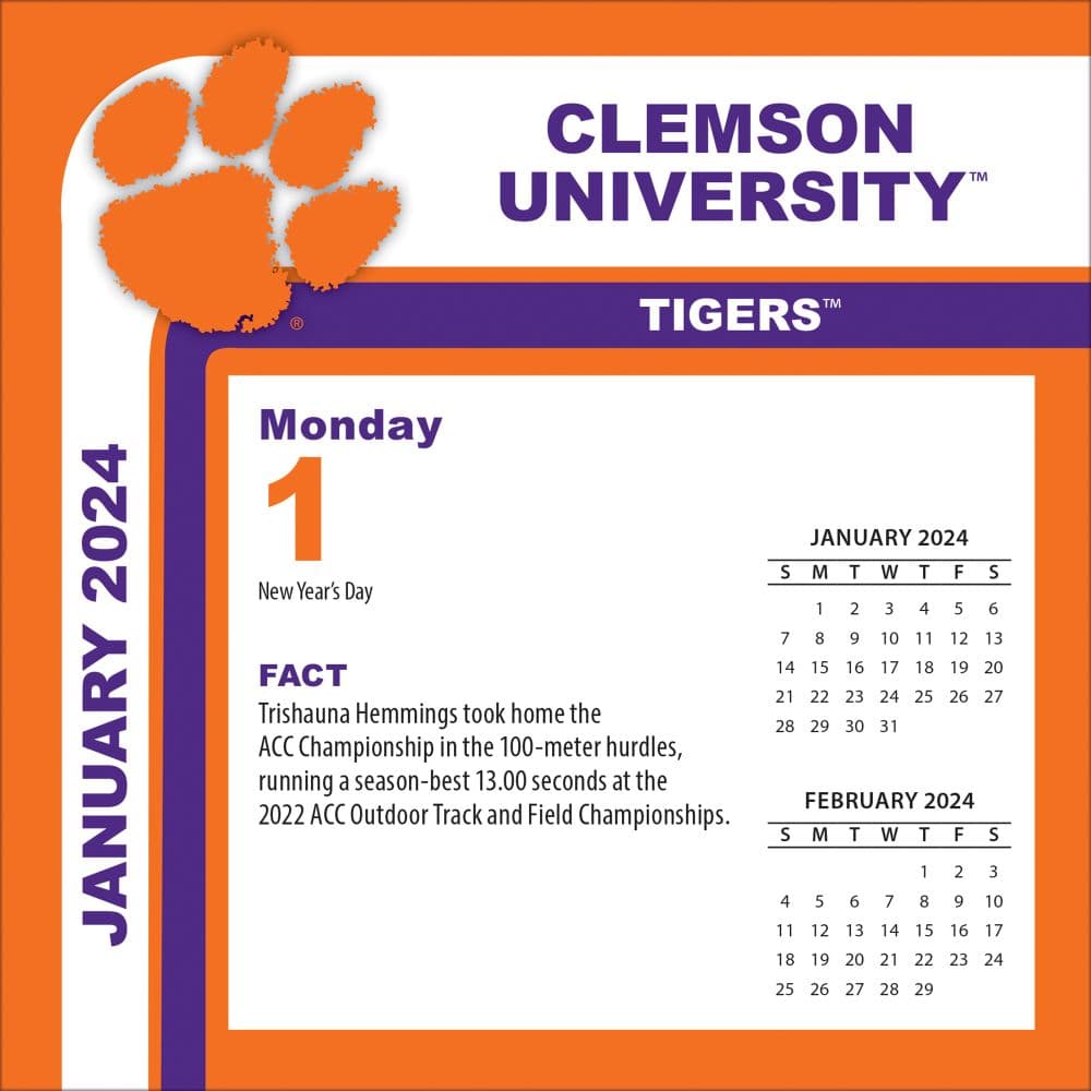 Clemson Tigers 2024 Desk Calendar