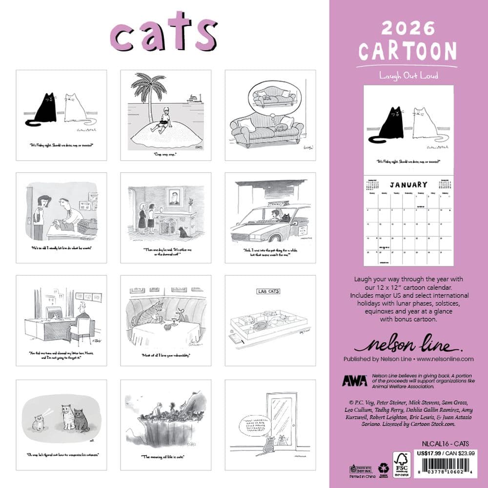 Cats Cartoon 2026 Wall Calendar First Alternate Image