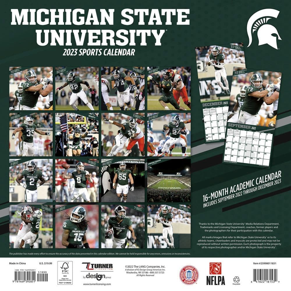 Michigan State Calendar 2023 Ztyajmzlhmuemm