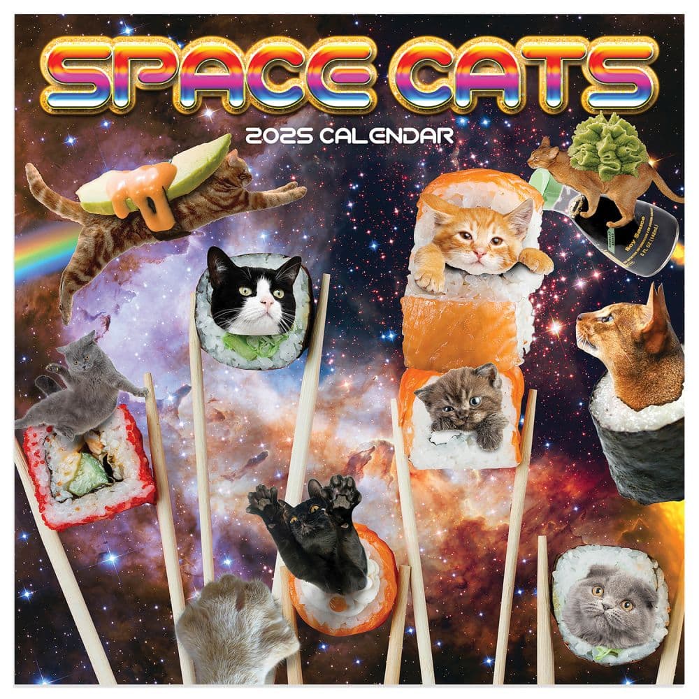 Space Cats 2025 Mini Wall Calendar Main Image