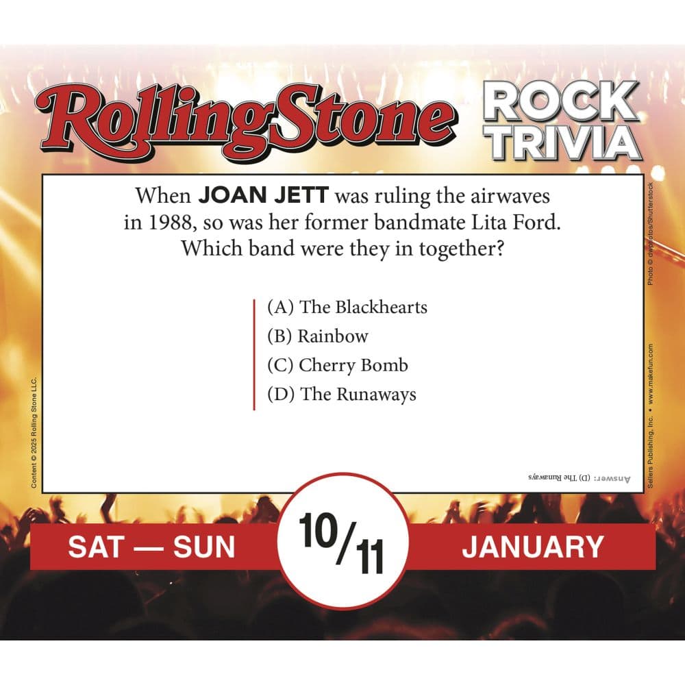 Rolling Stone Rock Trivia 2026 Desk Calendar Third Alternate Image
