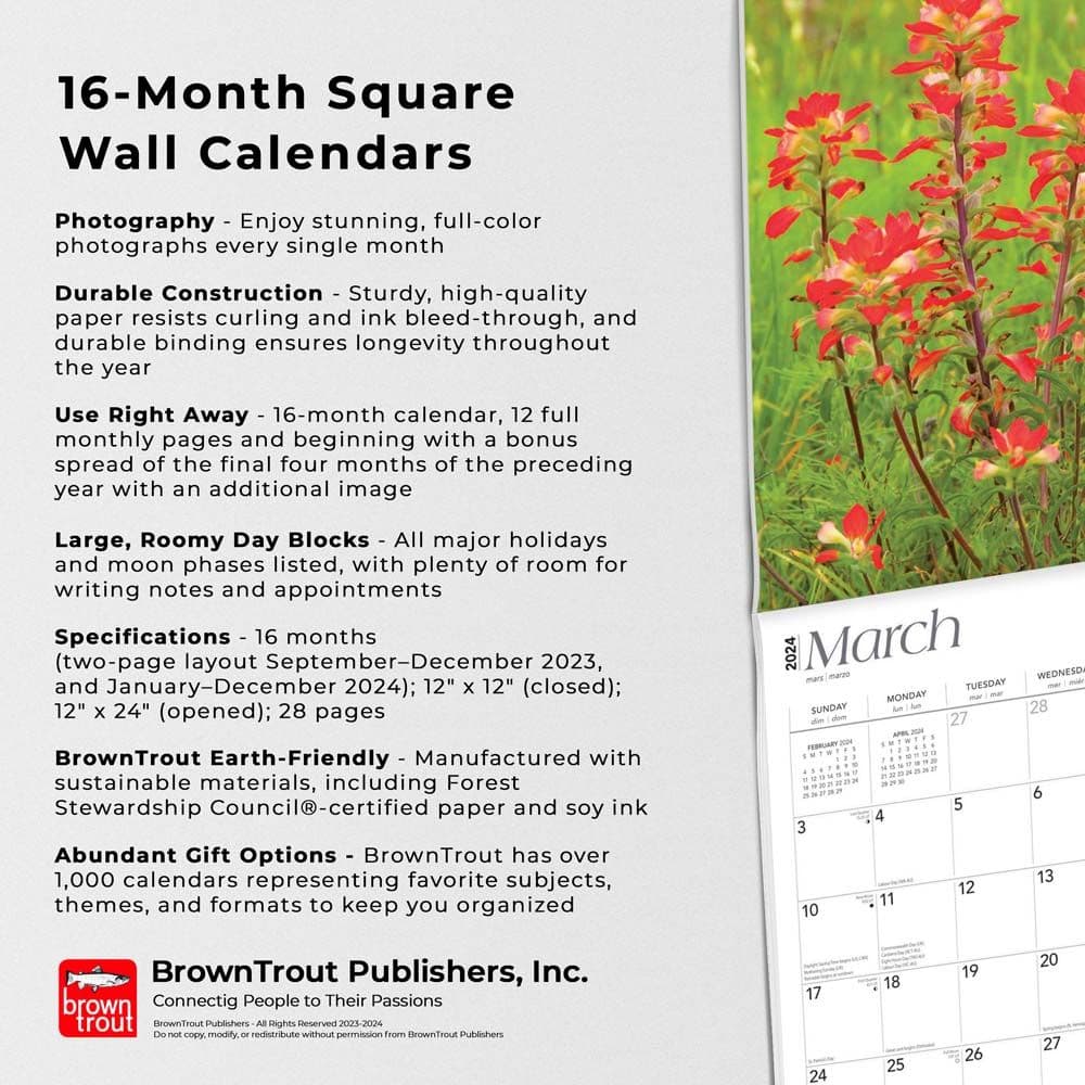 Texas Wildflowers 2024 Wall Calendar - Calendars.com