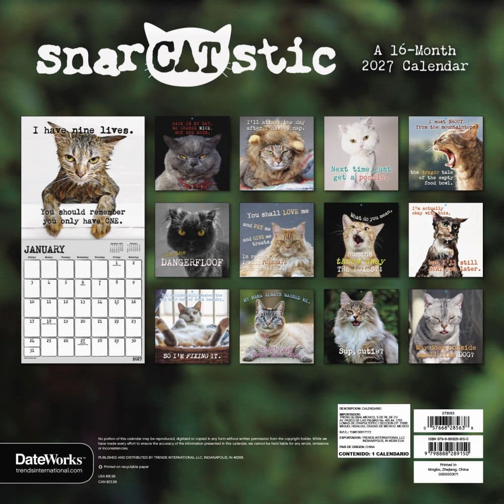 Snarcatstic 2027 Wall Calendar First Alternate Image