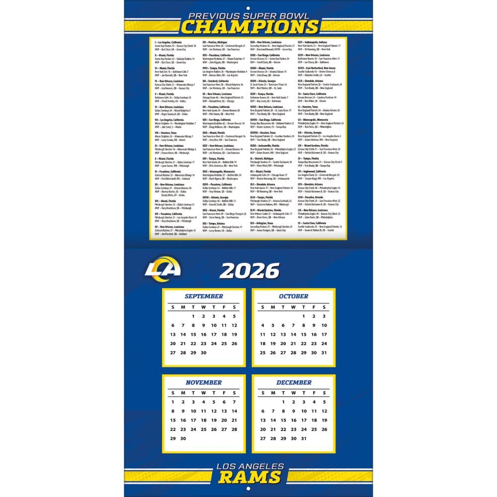 NFL Los Angeles Rams 2027 Wall Calendar Second Alternate Image