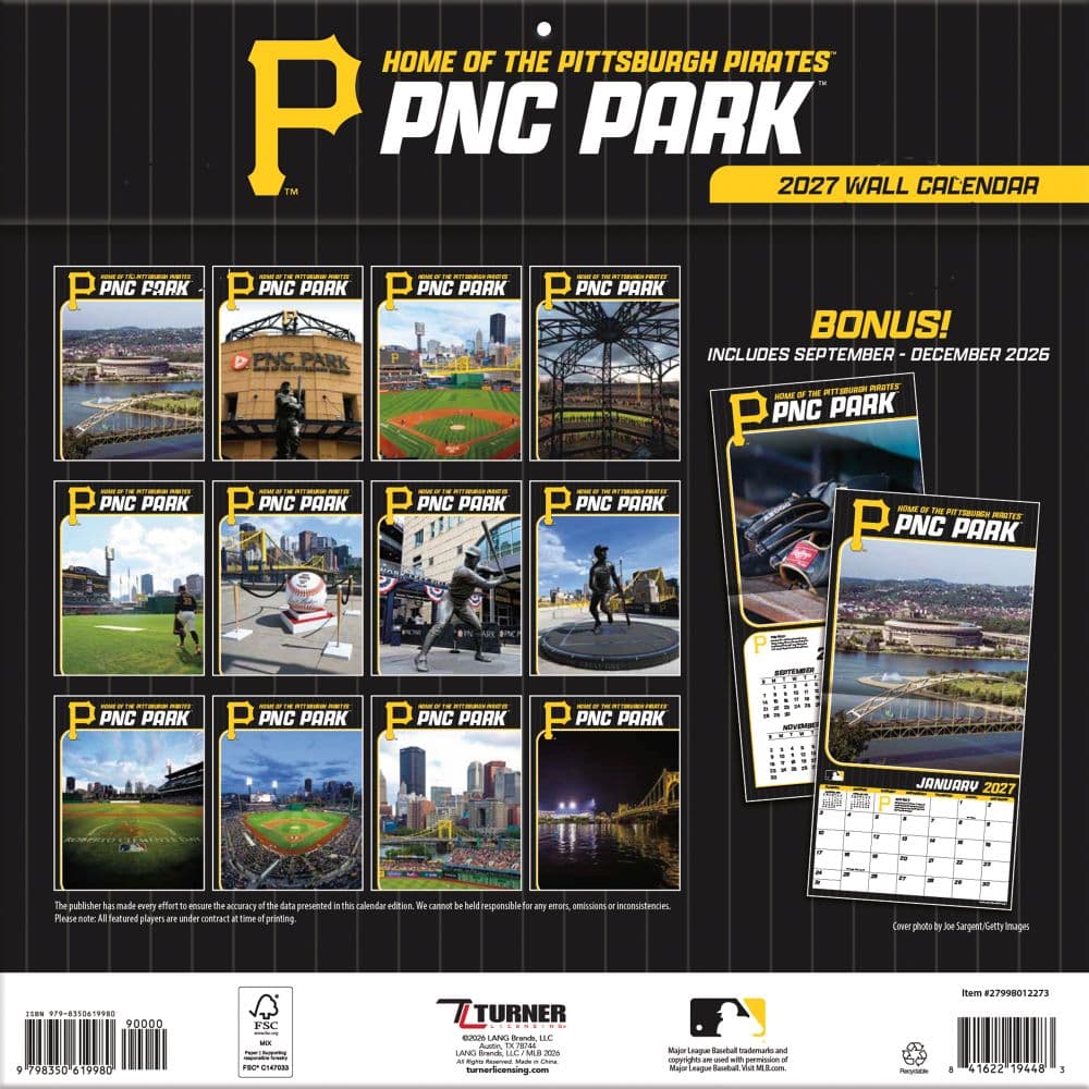 MLB Pittsburgh Pirates PNC Park 2027 Wall Calendar First Alternate Image